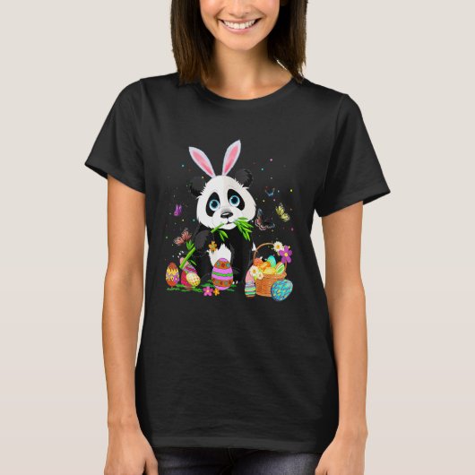 Niedlich Panda Bunny Egg  Ostertag T-Shirt (Vorderseite)