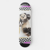 Niedlich Panda Checkered Modern Collage Individuel Skateboard (Vorderseite)