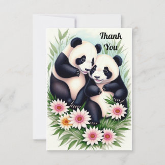 Niedlich Panda CoupleFlat Dankeschön-Karte Dankeskarte