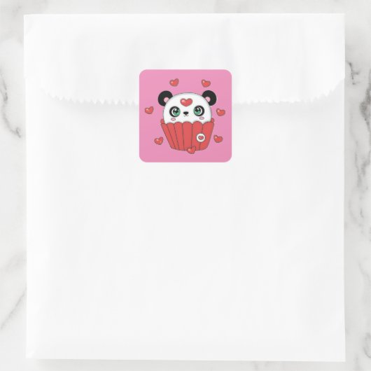 Niedlich Panda Cupcake Aufkleber (Tasche)