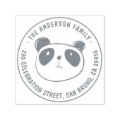 Niedlich Panda Custom Family Name Round-Rücksendea Permastempel (Design)