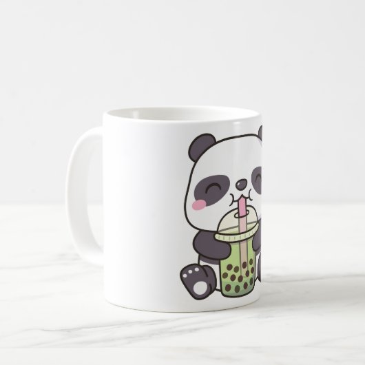 Niedlich Panda Drinking Matcha Bubble Tee Kaffeetasse (Vorderseite Links)