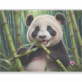 Niedlich Panda Eating Bamboo Aufkleber (Vorderseite)