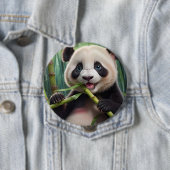 Niedlich Panda Eating Bamboo Button (Beispiel)