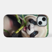 Niedlich Panda Eating Bamboo iPhone 15 Hülle (Rückseite (Horizontal))
