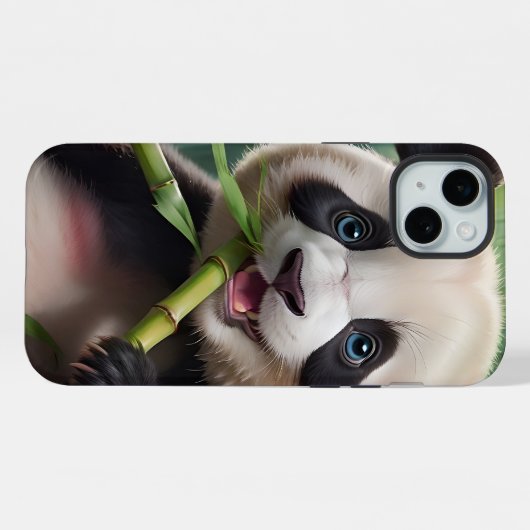 Niedlich Panda Eating Bamboo iPhone Hülle (Rückseite (Horizontal))