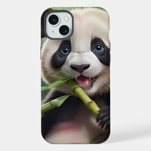 Niedlich Panda Eating Bamboo iPhone Hülle (Rückseite)