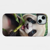 Niedlich Panda Eating Bamboo iPhone Hülle (Rückseite (Horizontal))