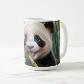 Niedlich Panda Eating Bamboo Kaffeetasse (VorderseiteRechts)