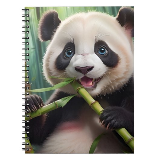 Niedlich Panda Eating Bamboo Notizblock (Vorderseite)