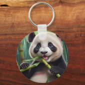 Niedlich Panda Eating Bamboo Schlüsselanhänger (Vorderseite)