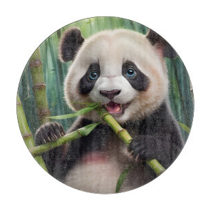 Niedlich Panda Eating Bamboo Schneidebrett
