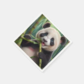 Niedlich Panda Eating Bamboo Serviette (Ecke)