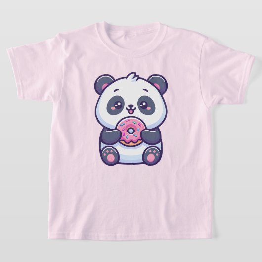 Niedlich Panda Eating Donut mit Sprinkles Kawaii F T-Shirt (Ablage )