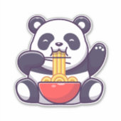 Niedlich Panda Eating Noodle Aufkleber (Vorderseite)