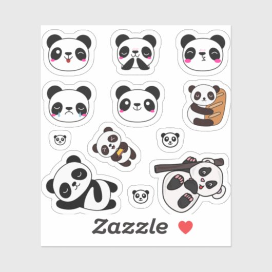 Niedlich Panda Emoji Sticker Pack (Blatt)