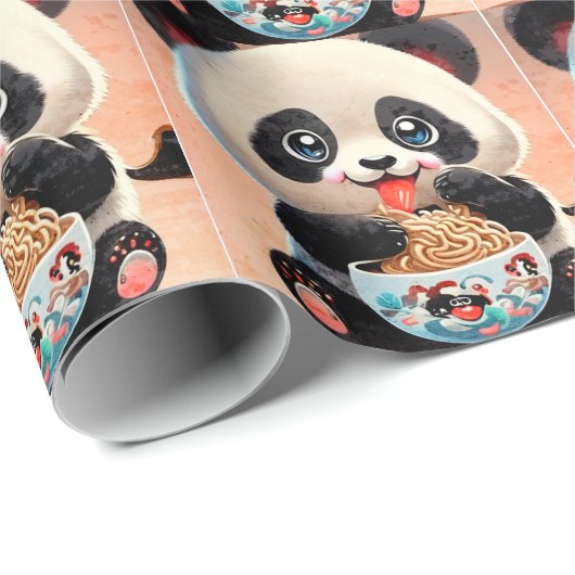 Niedlich Panda-Essen Ramen Geschenkpapier (Rolleneckpunkt)