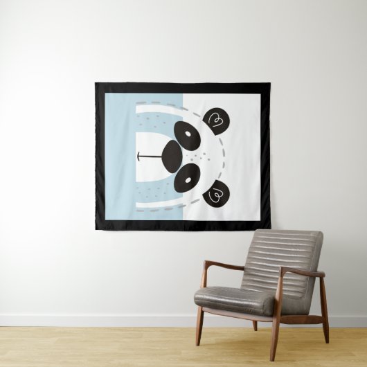 Niedlich Panda Face Colorblock Wandteppich (Beispiel (Horizontal))