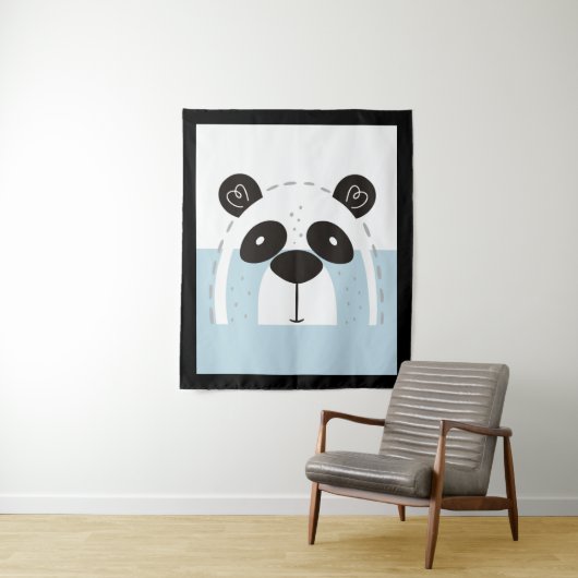 Niedlich Panda Face Colorblock Wandteppich (Beispiel)