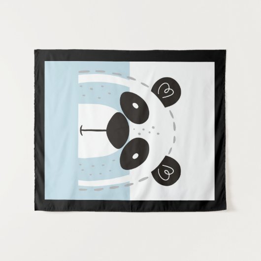 Niedlich Panda Face Colorblock Wandteppich (Vorderseite (Horizontal))