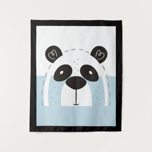 Niedlich Panda Face Colorblock Wandteppich (Vorderseite)