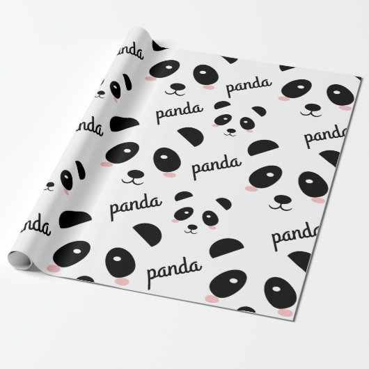 Niedlich Panda Face Pattern Birthday White  Geschenkpapier (Ungerollt)