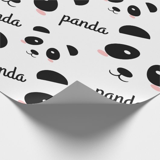 Niedlich Panda Face Pattern Birthday White  Geschenkpapier (Ecke)