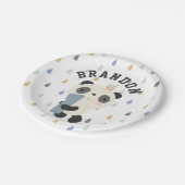 Niedlich Panda First Birthday Balloon individuell  Pappteller (Schrägansicht)