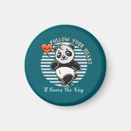 Niedlich Panda "Follow Your Heart" Personalisiert Magnet