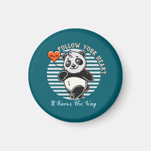 Niedlich Panda "Follow Your Heart" Personalisiert Magnet (Vorne)