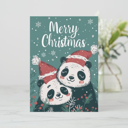 Niedlich Panda Frohe Weihnachten (Stehend Vorderseite)