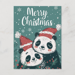 Niedlich Panda Frohe Weihnachten Postkarte