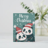 Niedlich Panda Frohe Weihnachten Postkarte (Stehend Vorderseite)