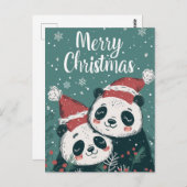 Niedlich Panda Frohe Weihnachten Postkarte (Vorne/Hinten)