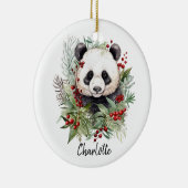 Niedlich Panda Frohe Weihnachts-Winterbotanicals Keramik Ornament (Rechts)