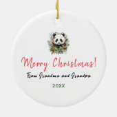 Niedlich Panda Frohe Weihnachts-Winterbotanicals Keramik Ornament (Hinten)