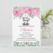 Niedlich Panda Geburtstag Einladung Button Wasser  (Stehend Vorderseite)