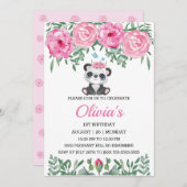 Niedlich Panda Geburtstag Einladung Button Wasser (Vorne/Hinten)