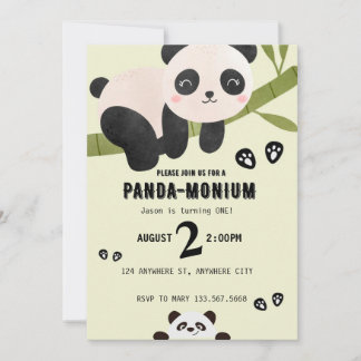 Niedlich Panda Geburtstagseinladung Einladung