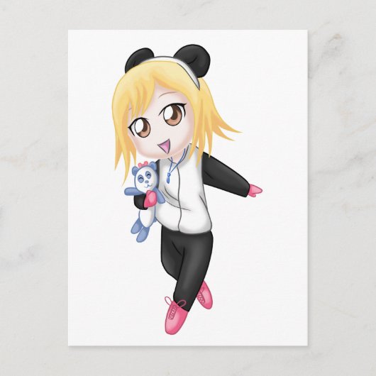 Niedlich Panda Girl Postkarte (Vorderseite)