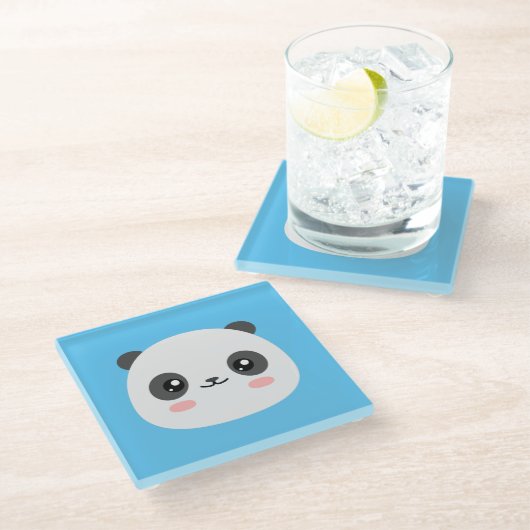 Niedlich Panda Glasuntersetzer (Schrägansicht)