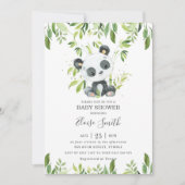 Niedlich Panda Greenery Baby Duwer Gender Neutral Einladung (Vorderseite)