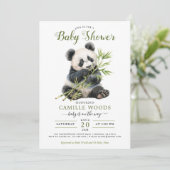 Niedlich Panda Greenery Baby Duwer Gender Neutral Einladung (Stehend Vorderseite)