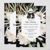 Niedlich Panda Greenery Baby Duwer Gender Neutral Einladung (Vorne/Hinten)