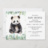 Niedlich Panda Greenery Baby Duwer Gender Neutral Einladung (Vorderseite)