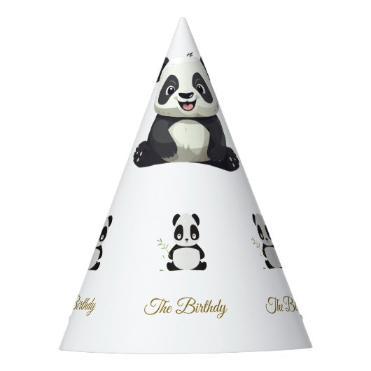Niedlich Panda Greenery Bamboo Geburtstagsparty Partyhütchen (Vorderseite)