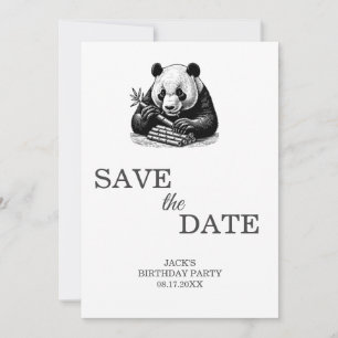 Niedlich Panda Greenery Bamboo Geburtstagsparty Save The Date
