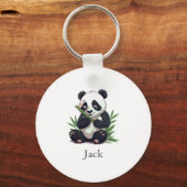 Niedlich Panda Greenery Bamboo Geburtstagsparty Schlüsselanhänger (Rückseite)