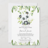 Niedlich Panda Greenery Virtual Baby Shower by Mai Einladung (Vorderseite)