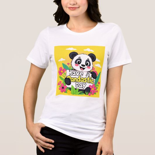 Niedlich Panda "Habe einen Pandastic Day" Tri-Blend Shirt (Vorderseite)